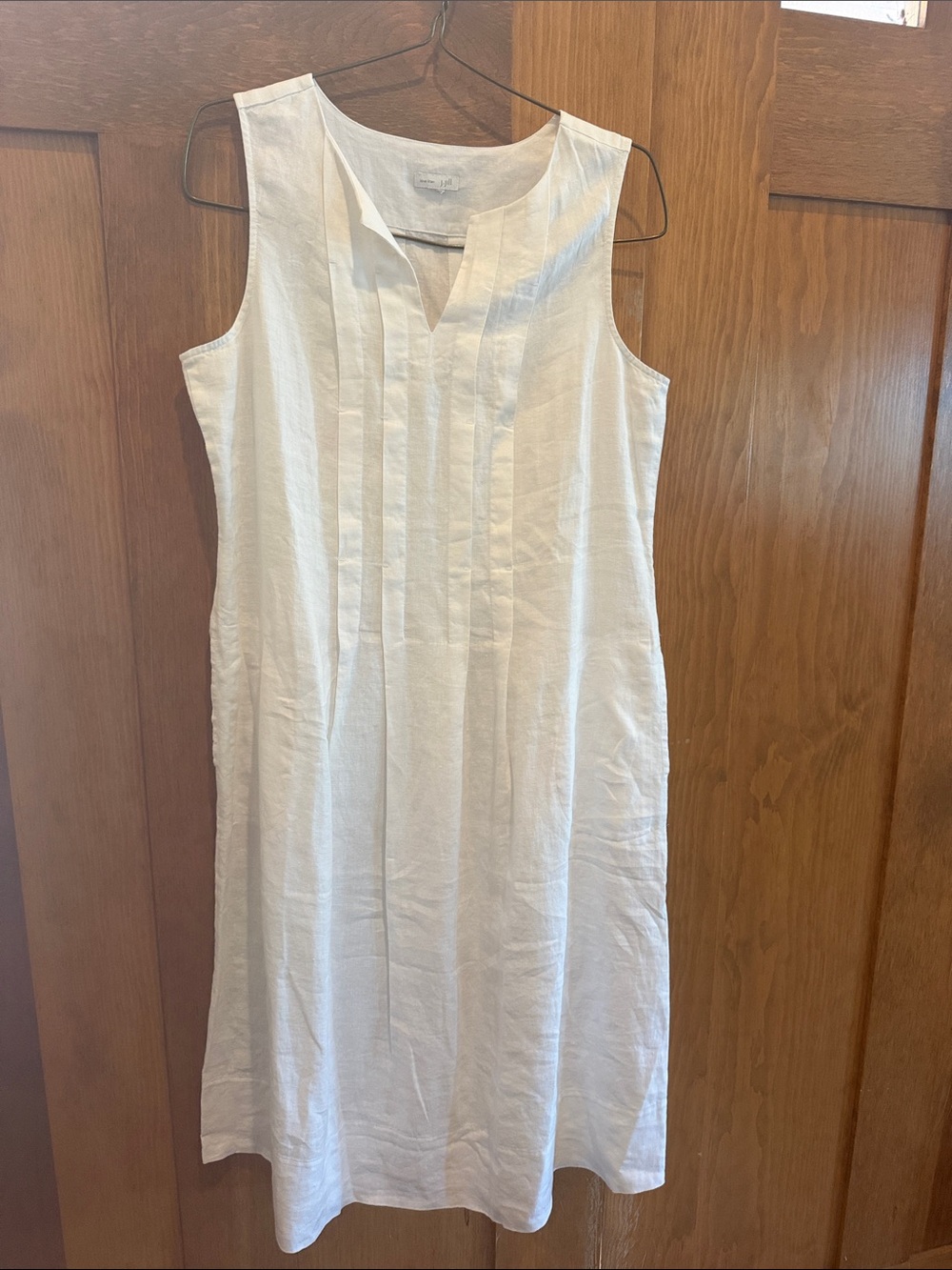 J. Jill White Sleeveless Linen Pintuck Tunic Dress